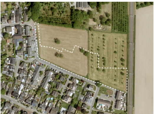 Bovenaanzicht van projectgebied woningbouwplannen Oost-Maarland